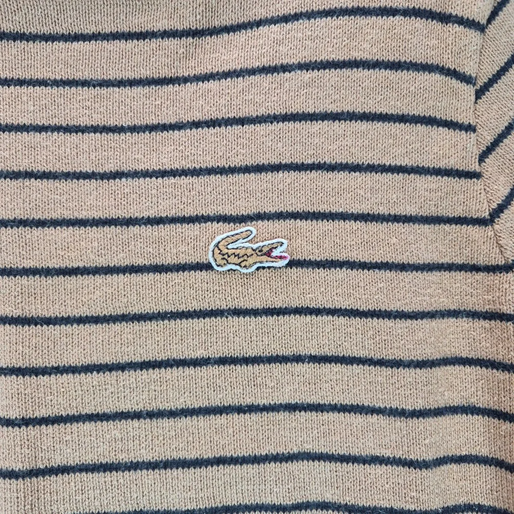 Izod Lacoste Sweater Short Sleeve Striped Small Tan Women
